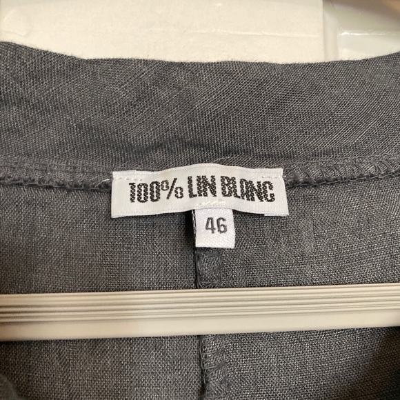 100% Lin Blanc Linen 46 Gray Tunic Blouse US14 - Picture 2 of 4